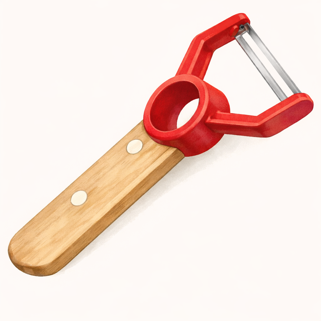 Child-friendly vegetable peeler used for Montessori practical life food preparation at home